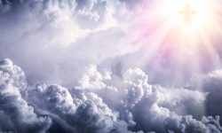 Jesus Christ In The Clouds With Brilliant Light - Ascension / End Of Time Concept